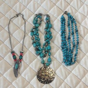 Bundle!  Set of  three Turquoise and Silver Necklace Set